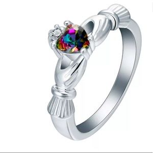 Celtic Ring Sterling Silver & Mystic Topaz Size 8
